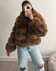 Bubble Collar Coat - Chocolate Brown UK12 | L | US8
