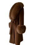 Cashmere Long Coat with Fur Collar & Cuffs