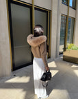 Knitted Zipped Hoodie with Fur Hood