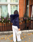Knitted Zipped Hoodie with Fur Hood