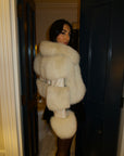 Cropped Collar Coat with Leather Sleeves