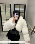 Straight Rows Cropped Collar Coat
