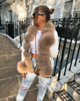 Real fox fur cardigan for women. Fur trimmed knitted cardigan. Luxury natural fox fur cardigan with collar & cuffs. Knitwear with fur. Detachable, removable fur made with a stretchy wool cardigan. Free UK, EU & USA delivery. Fur coat. Women's knitwear. Fur trimmed knitwear cardigan. Real fur coats. Fur coats. Winter coats women's. Fur jackets womenswear. Luxury fur jacket. Premium high quality fur coats.