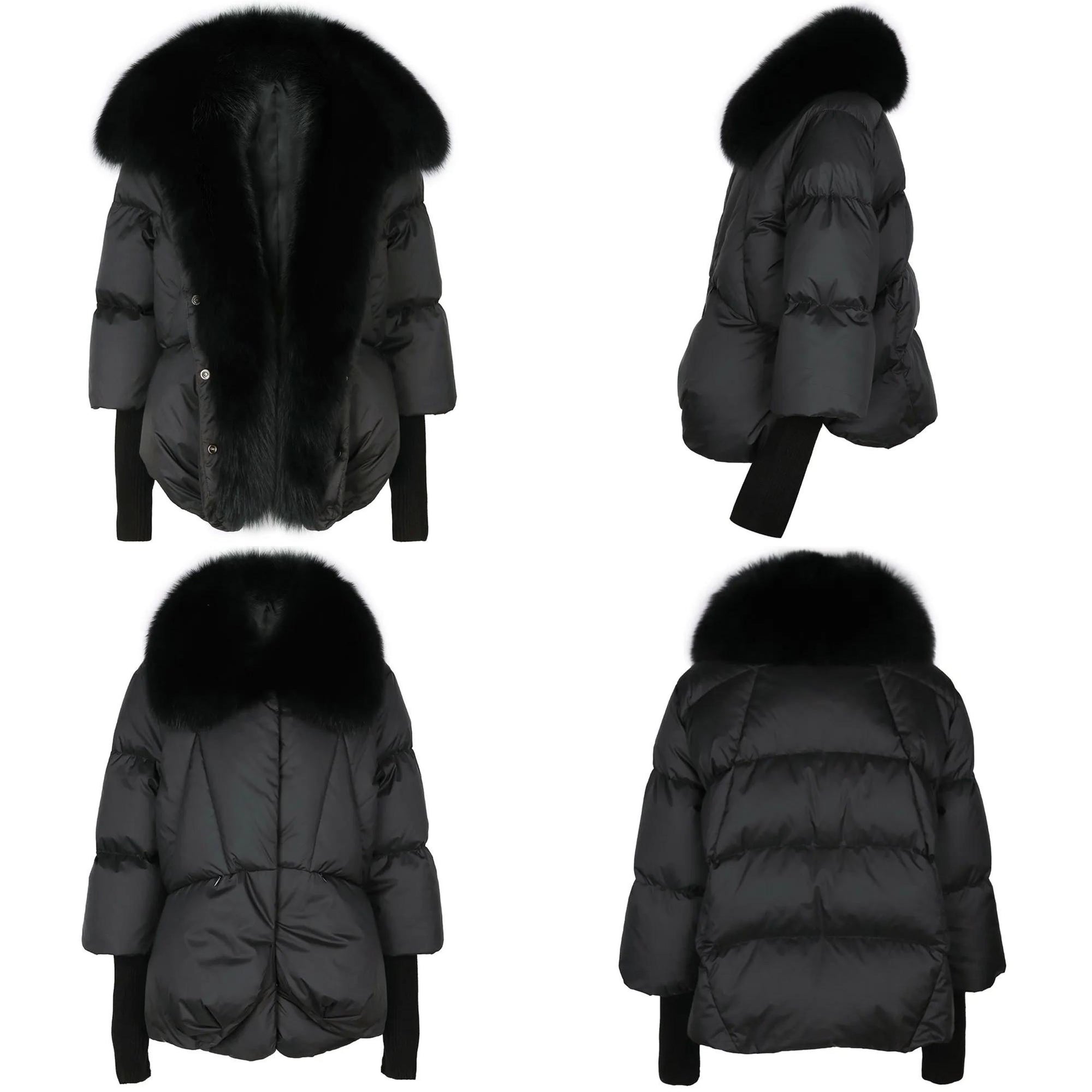 Daunenpufferjacke mit Pelzkragen
