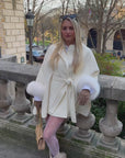 Fur Cuffs Cashmere Cape Coat