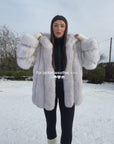 Hooded Straight Rows Long Coat