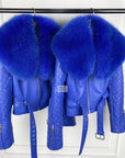 Leather Jacket with Oversized Fur Collar