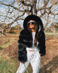 black fur coat