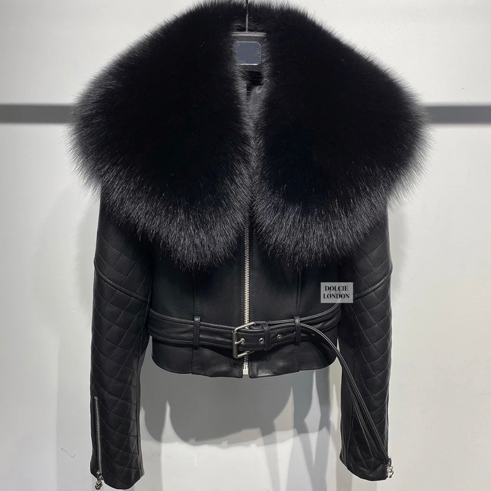 Leather Jacket with Oversized Fur Collar – Dolcie London