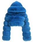 Cropped Mini Hooded Coat - Blue UK8 | S | US4