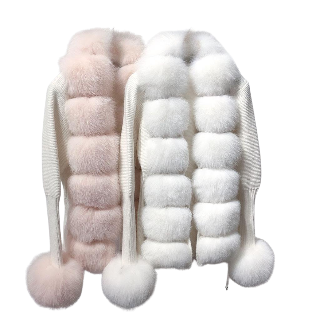 Fur Cardigan with Collar Cuffs Free UK US EU delivery Dolcie London