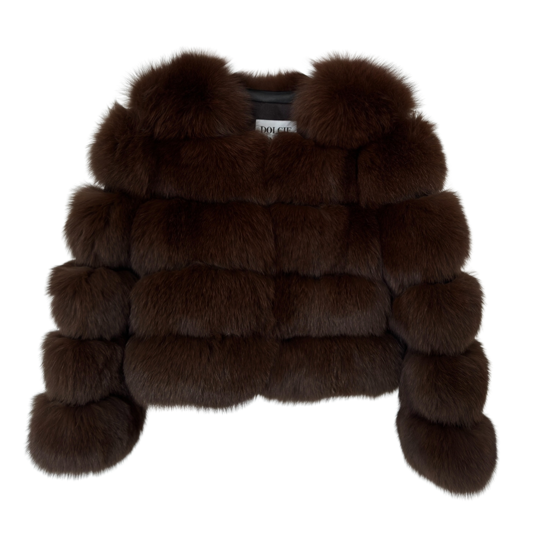 Bubble Cropped Coat - Brown UK6 | XS | US2