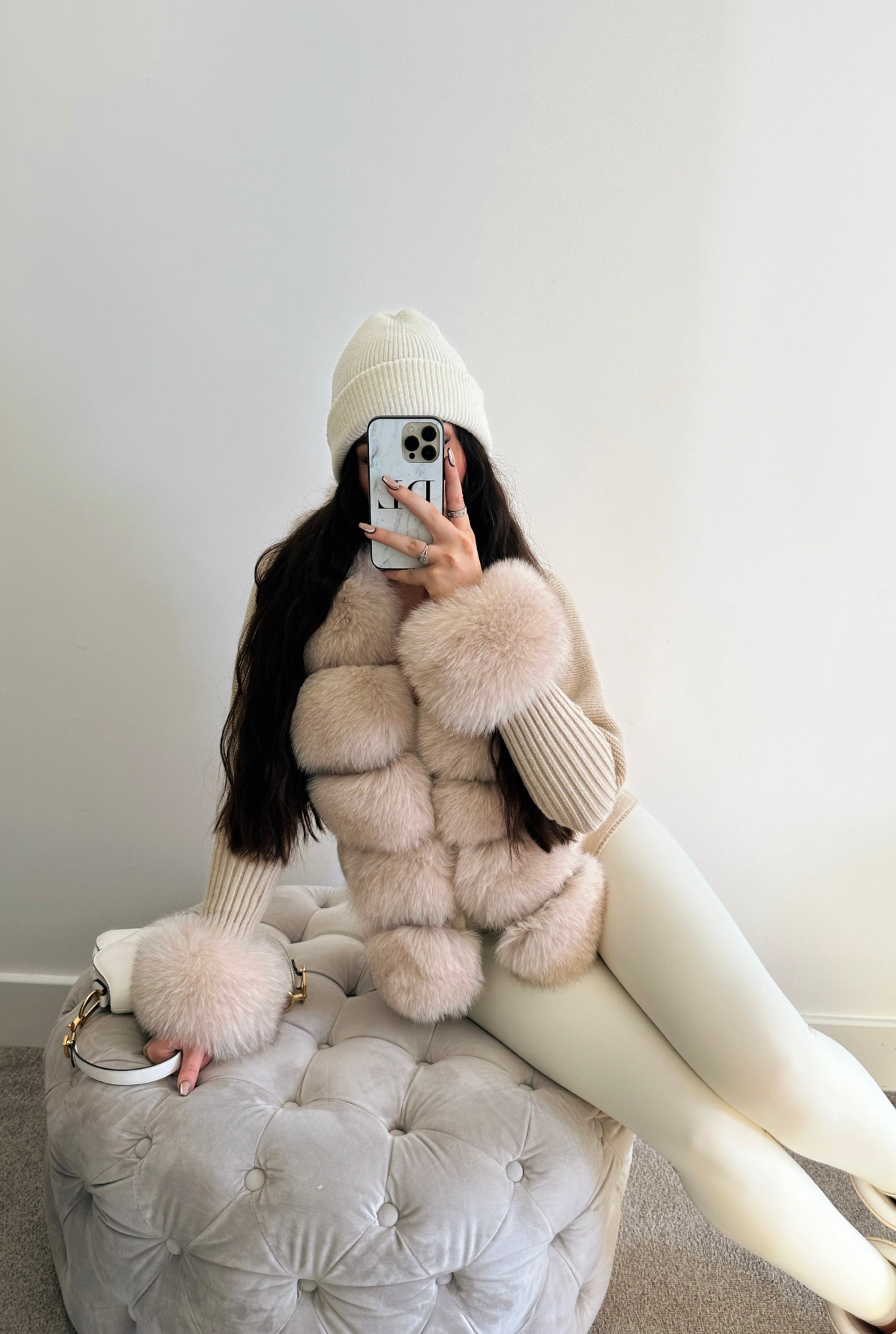 Fur Cardigan with Collar Cuffs Free UK, US, EU delivery