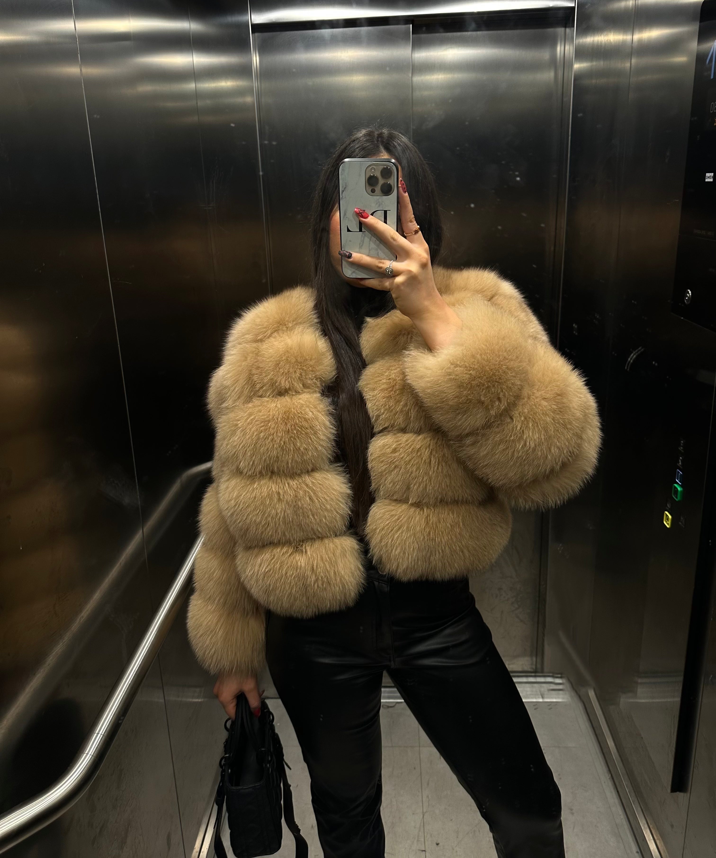 Real Fur Coat Bubble Cropped Coat Free UK US EU delivery Dolcie London