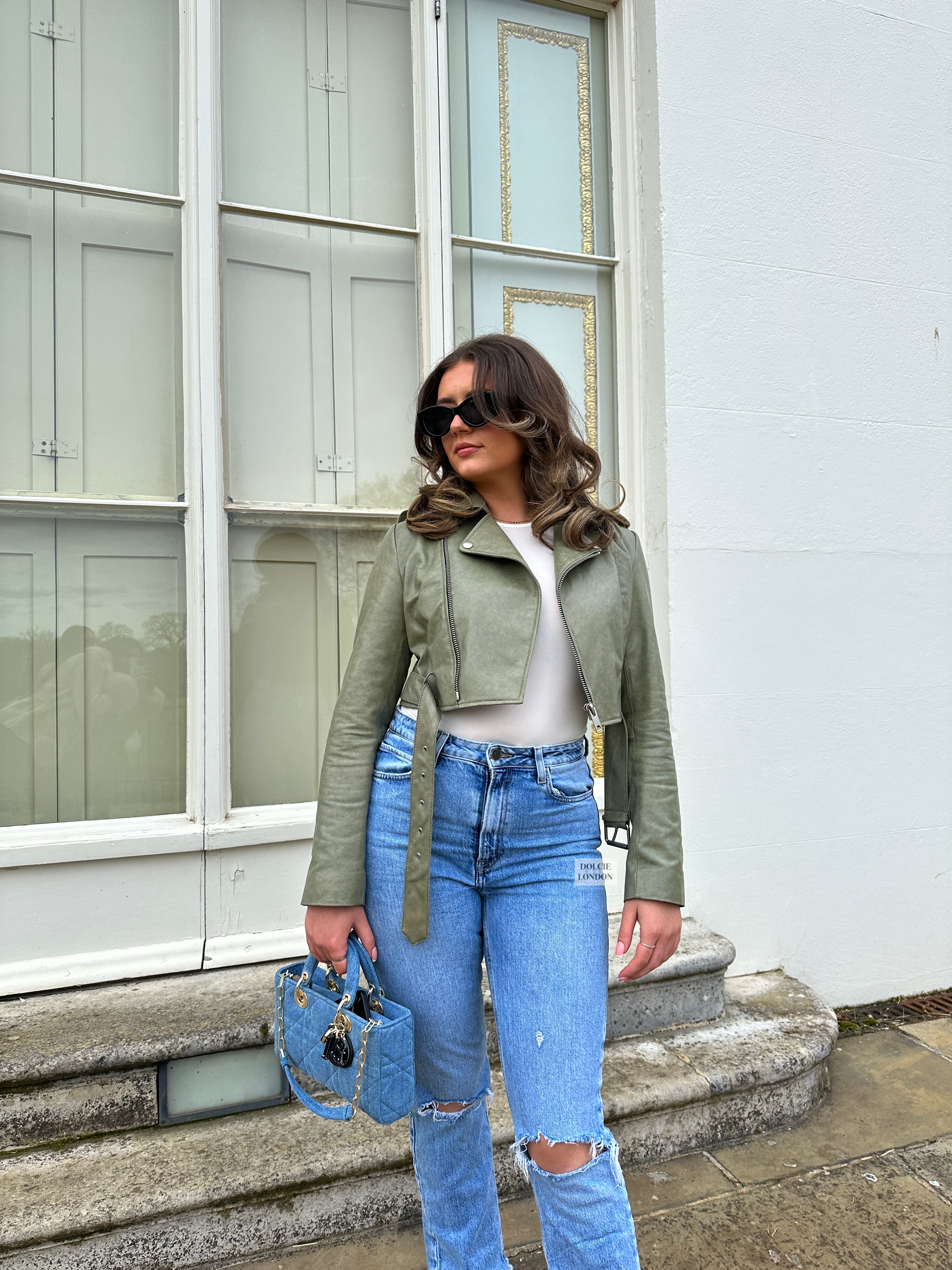 Cropped Biker Leather Jacket