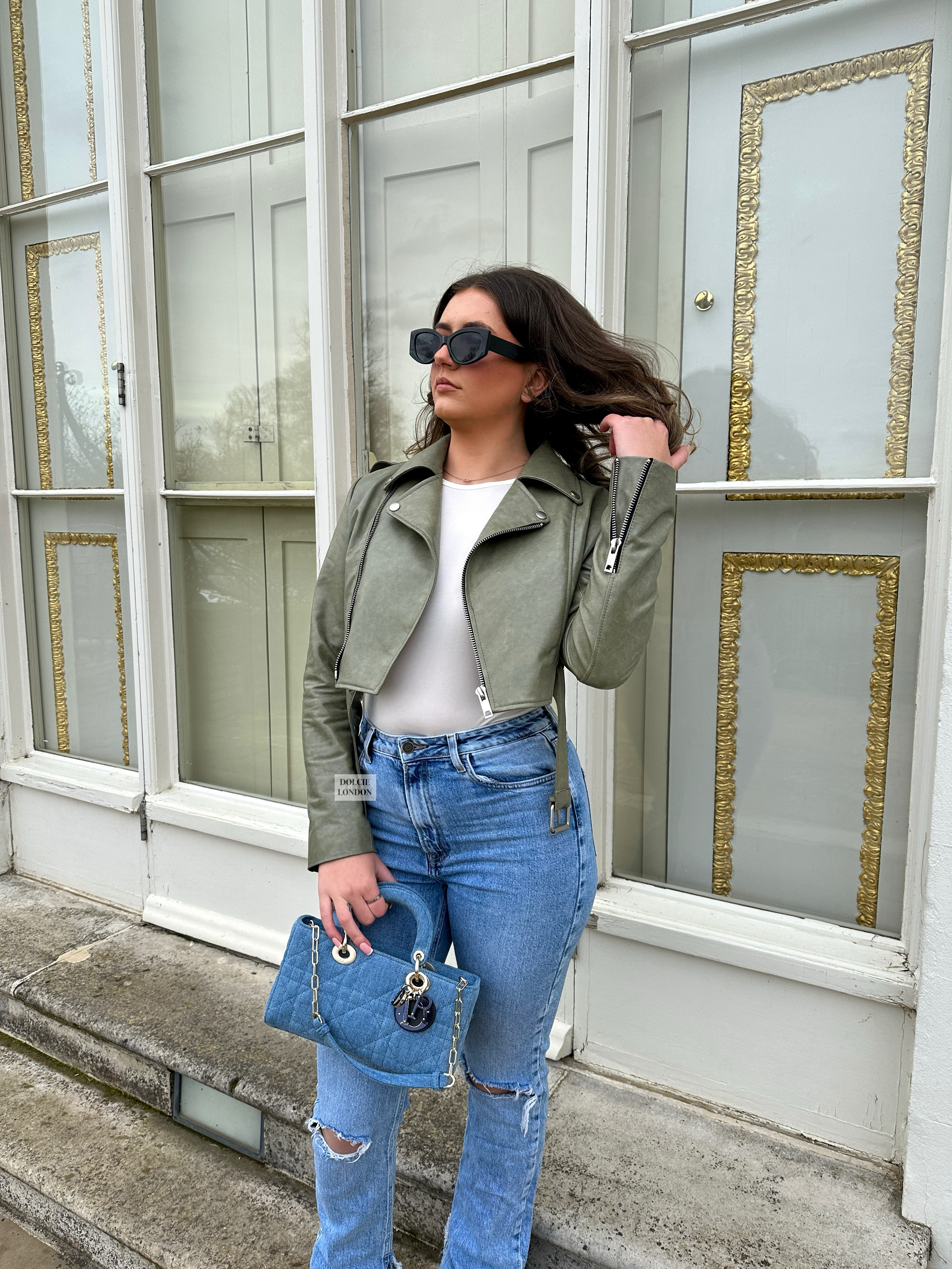 Cropped Biker Leather Jacket