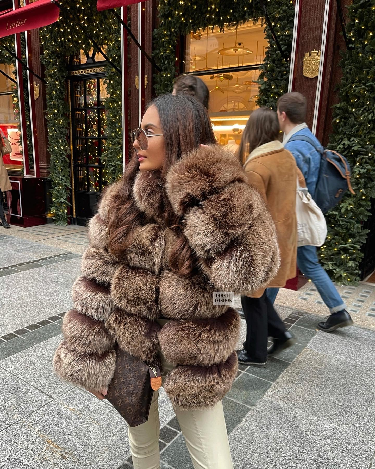 brown real fur coat for women