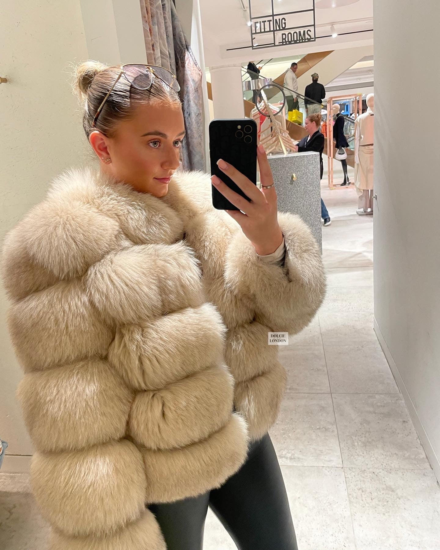 beige fur coat