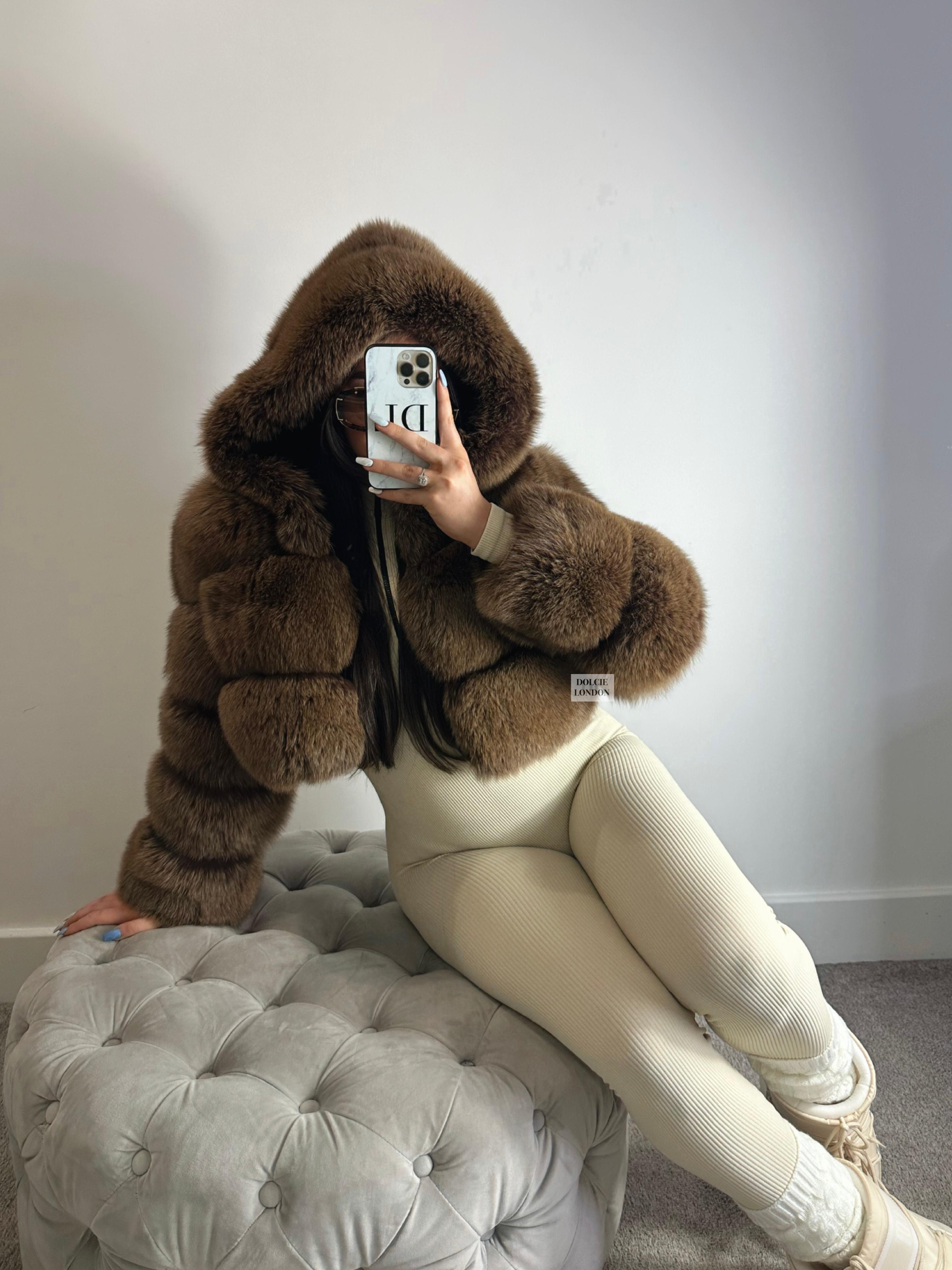 Hooded fuzzy jacket shop